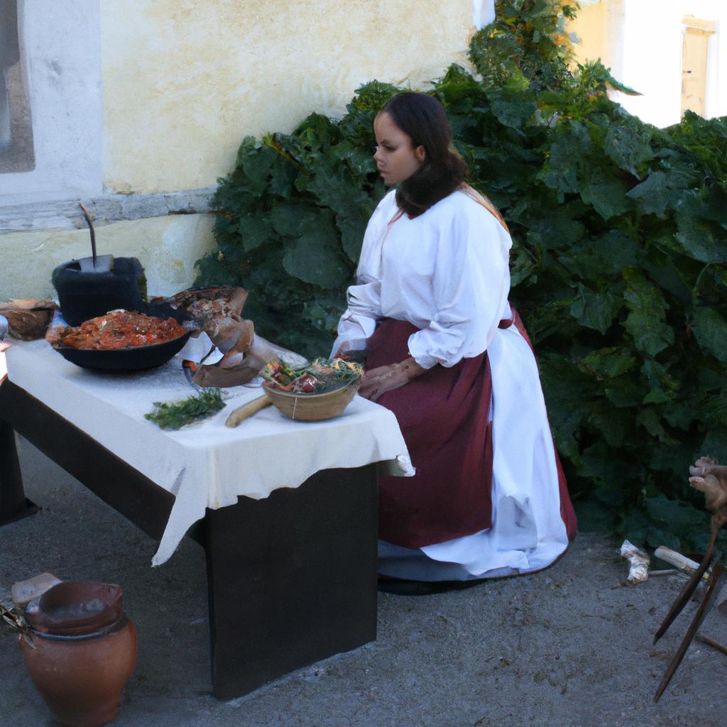Person cooking historical recipes
